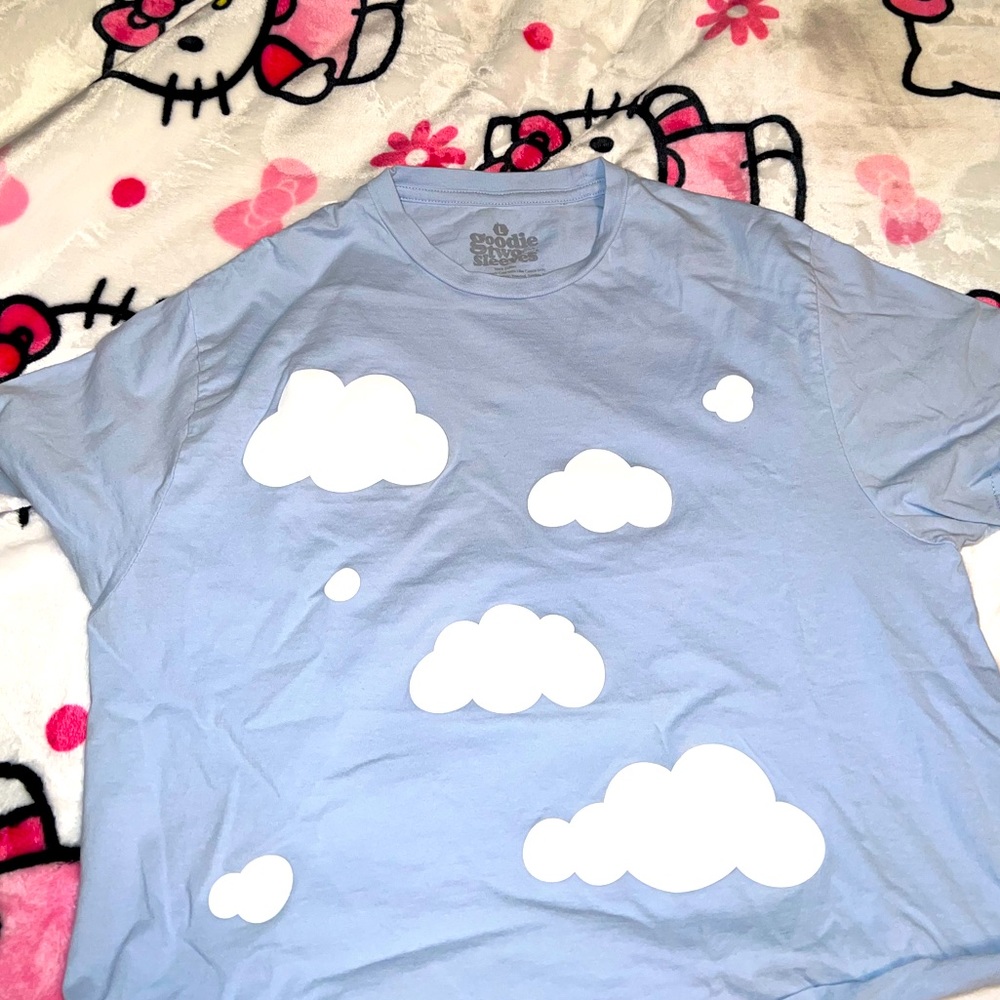 Blue Clouds Girls Crop T-Shirt